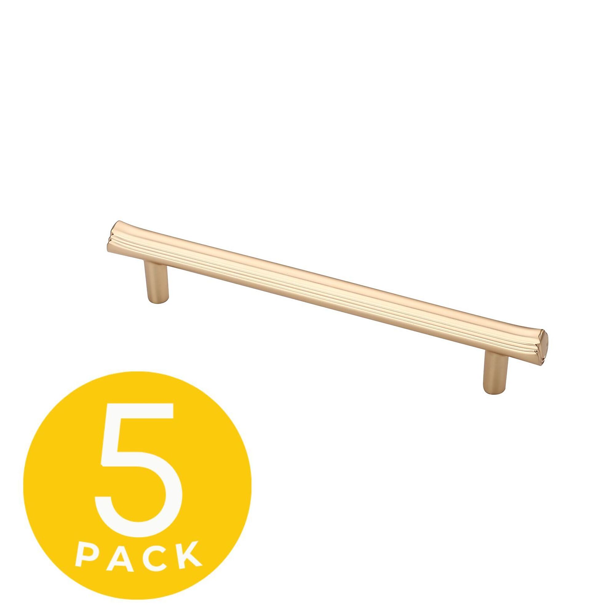 Sapphire, Eclipse Series 5 in. (128 mm) Center-to-Center Modern Gold Cabinet Handle/Pull (5 Pack), #SP-2214-128-BRA-5